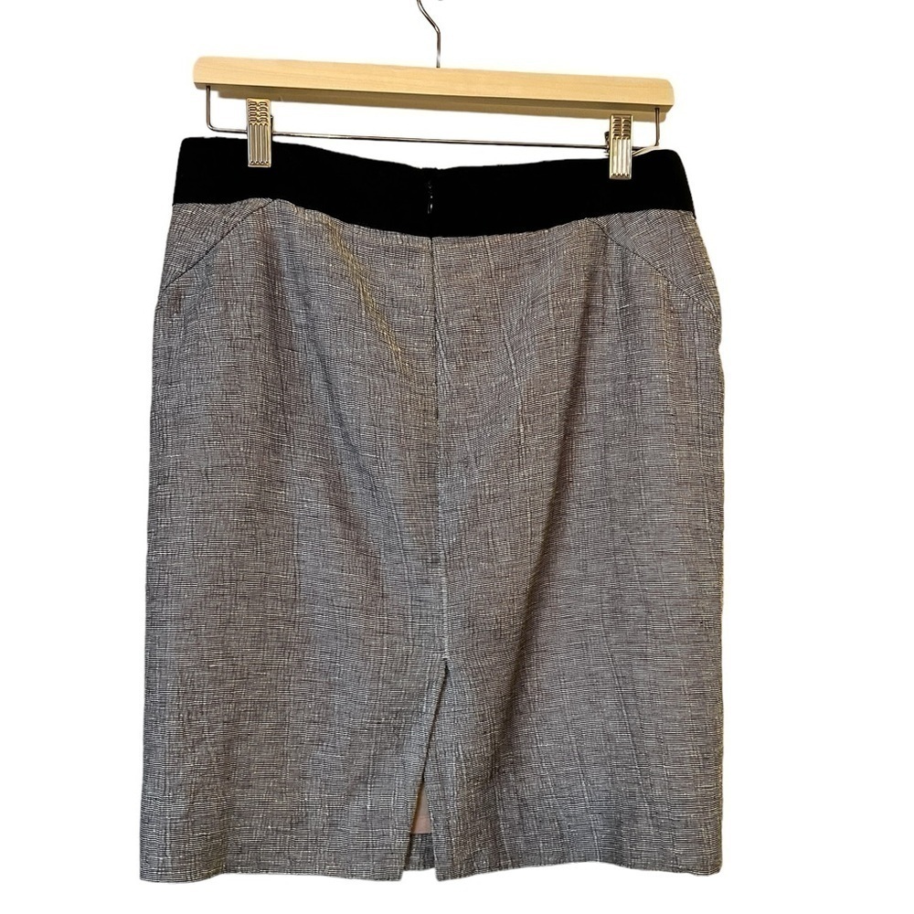 J.CREW Black White Woven Fully Lined Linen Blend Short Skirt w Black Waistband - Picture 2 of 3